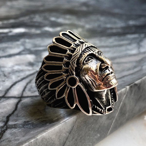 American Indian Ring, Men Silver Ring, Native American Ring, Old Face Ring, Indian Silver Ring, Indian Head Ring, Indian Chief Ring