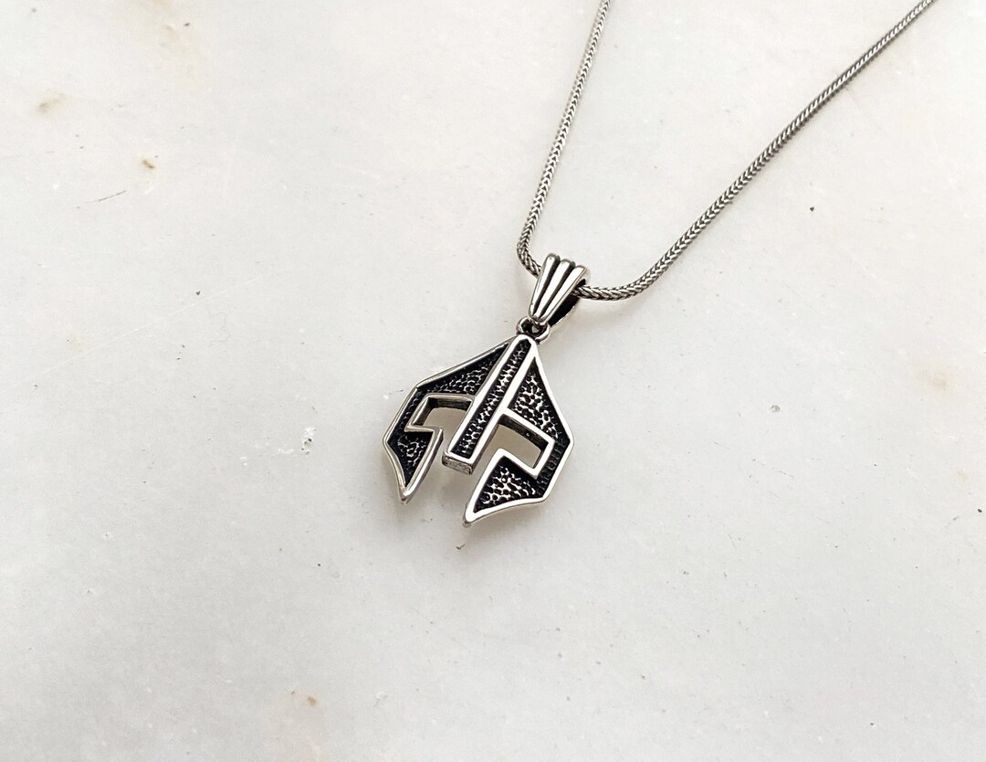 thumbnail image 2 of Pepi The Spartan Helmet Pendant Necklace – Pewter Warrior Talisman Amulet Jewelry – Made In USA 2 of 4