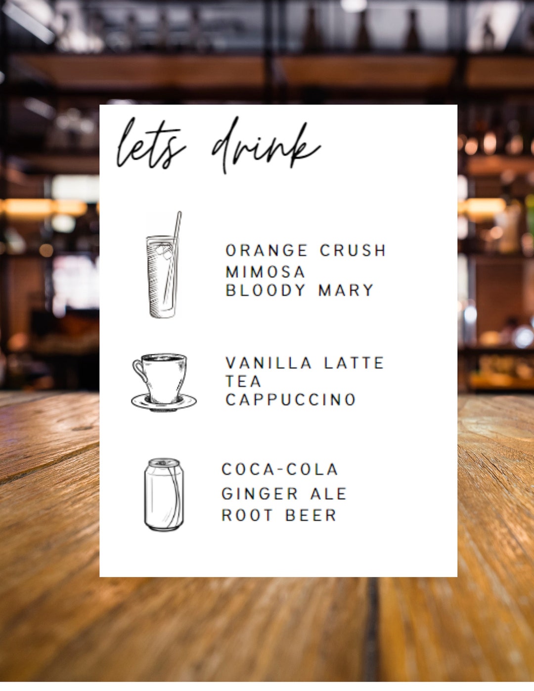 Simple Bar Menu With Drink Icons Etsy Simple Bar Menu With Drink Icons Etsy
