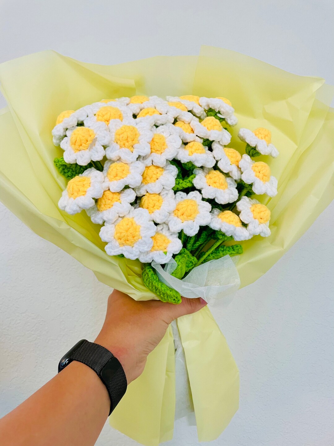 Handmade Daisy Flower Crochet Bouquet, Crochet Flower, Daisy Yellow