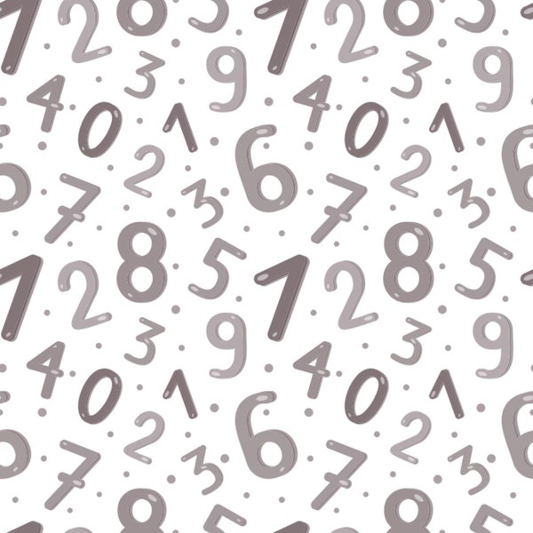 Numeri Numerici con Acquerello a Pois - Serie Bianco e Nero - Carta Digitale