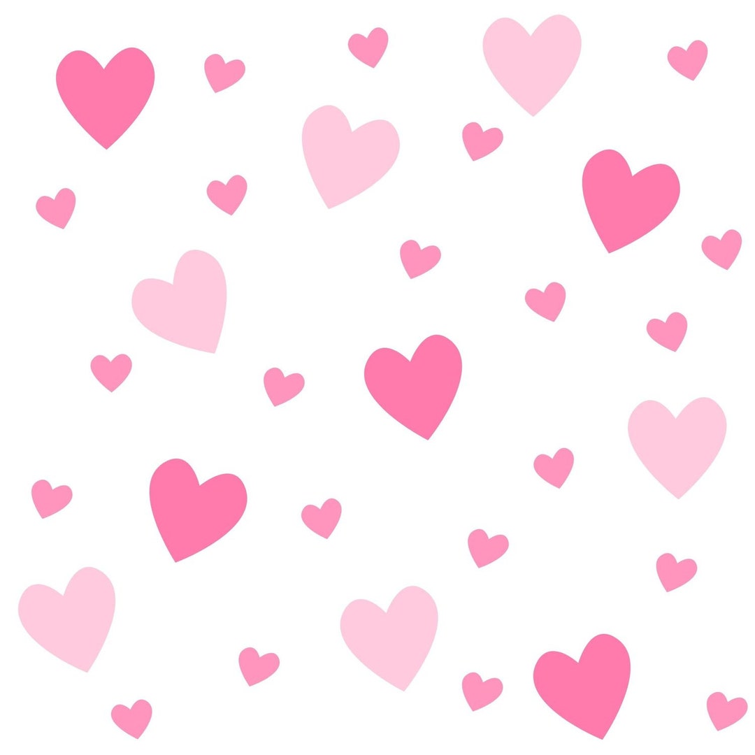 Pink and Light Pink Hearts Pattern Digital Print Etsy