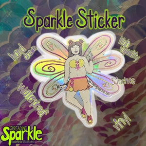 Curvy space buns rave fairy holographic sticker perfect for ravers edm shows trading and music festivals