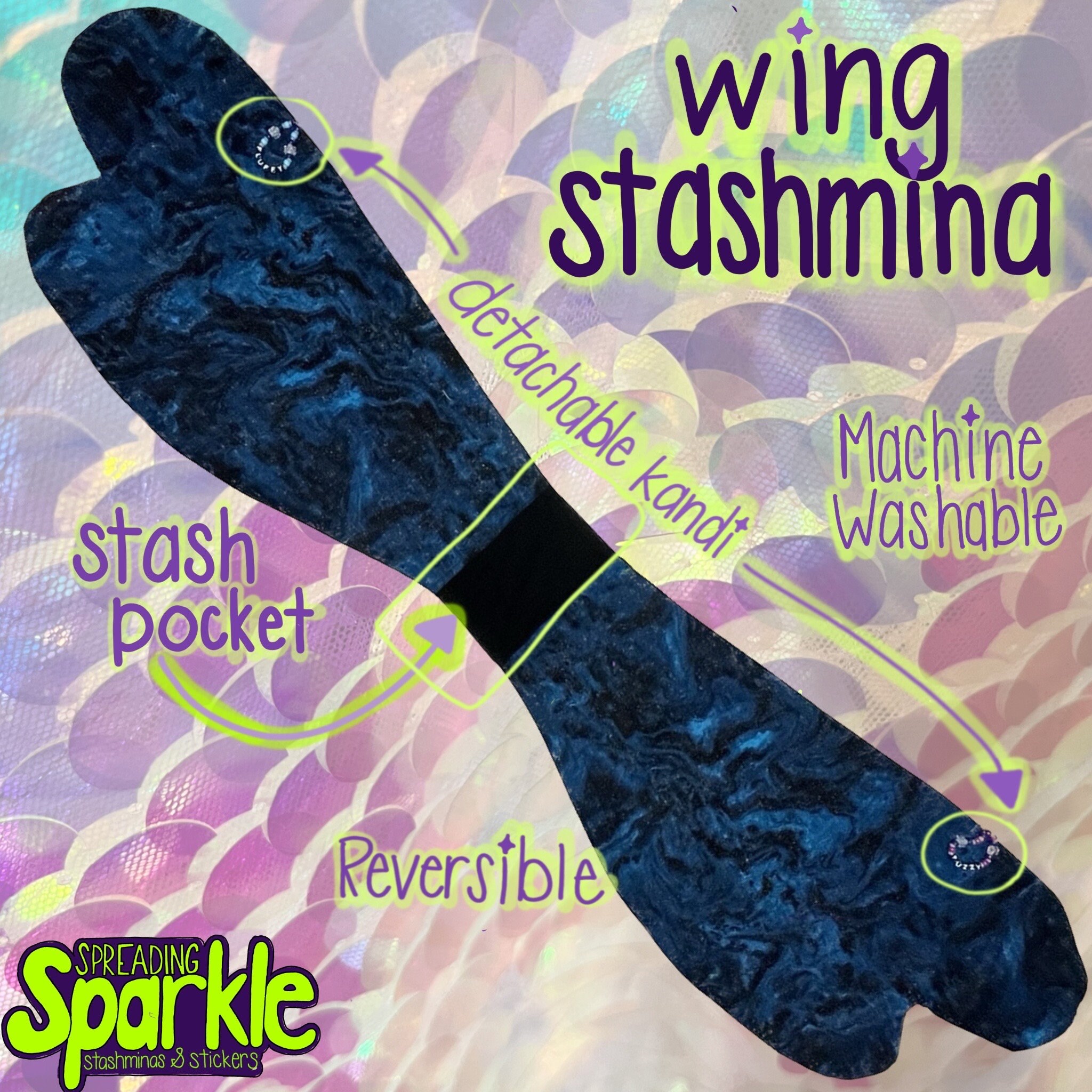 Black and Gold Rave Wing Pashmina With Stash Pocket / Stashmina Scarf ...