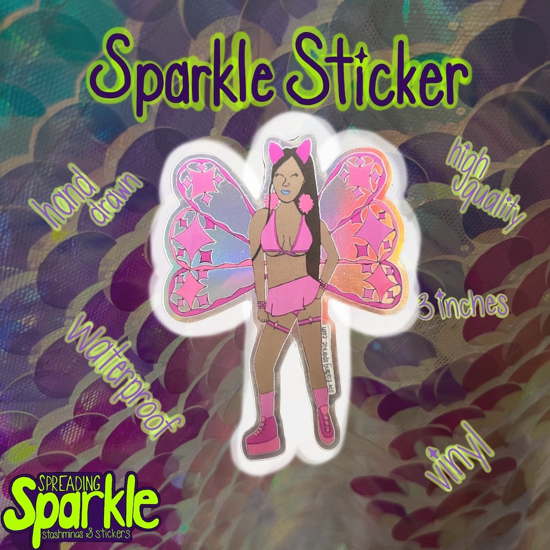 Pink Underboob Rave Babe Fairy Holographic Sticker Perfect for Ravers ...