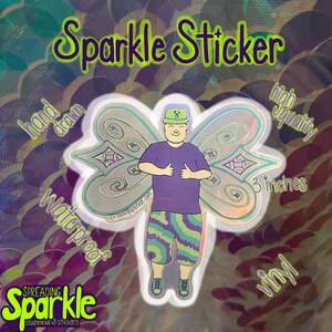Happy mojo dude rave fairy holographic sticker perfect for ravers edm shows trading and music festivals