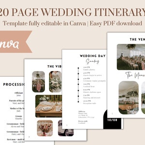 Wedding Itinerary Template | Wedding Weekend Itinerary Template | Wedding Timeline Template | Wedding Day Itinerary Template