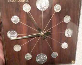 1964 USA Silver Coinage Clock all real USA Silver Coins