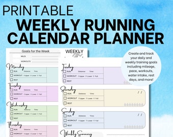 Runner's Monthly Calendar | Printable Running Planner | Printable Running Workout Tracker ...