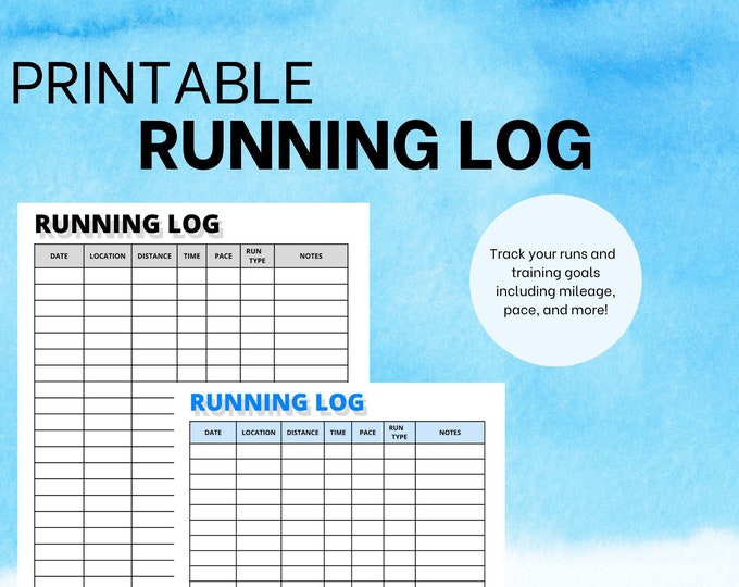 Runner's Log | Printable Running Log | Printable Running Workout ...