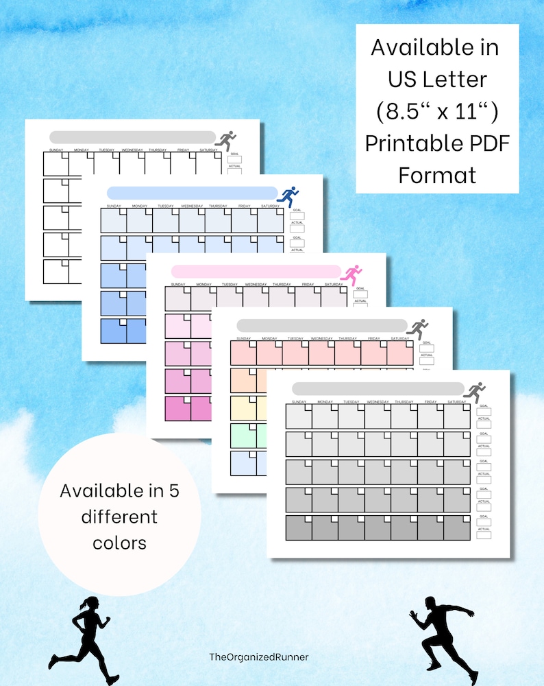 Runner's Monthly Calendar | Printable Running Planner | Printable ...