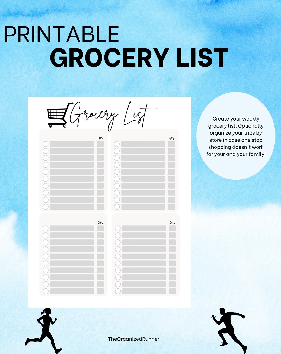 Grocery List Printable Grocery Planner Printable Grocery - Etsy