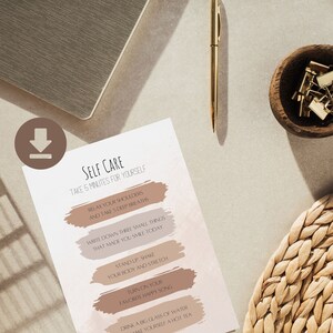 5 Minute Self Care To Dos | Self Care PDF | Self Care for Her | Self Care Inspiration and Advice List | Self Care Checklist