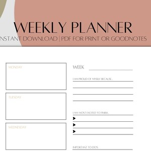 Digital Weekly Planner | 2023 Weekly Planner | Goodnotes Planner Weekly | Printable Minimalist Weekly Planner | Digital To Do List