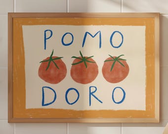 Pomodoro UNFRAMED Print | Tomato Prints Kitchen Art Kitchen Prints Tomato Art Kitchen Posters Italian Food Prints Food Art Italian Poster