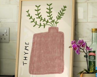 Lámina de tomillo sin marco / Pósters de tomillo Póster de cocina Láminas de tomillo para cocina Decoración de pared de cocina Decoración divertida Láminas de tomillo Pósters de plantas Láminas de hierbas
