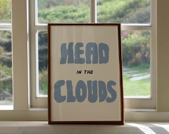 Head in the Clouds UNFRAMED Print | Retro Wall Art Funky Posters Retro Prints Colourful Wall Decor Bold Art Living Room Decor Office Prints
