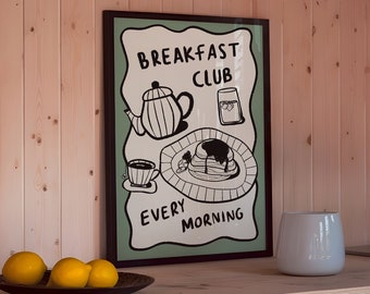Breakfast Club UNFRAMED Print | Food Poster Kitchen Art Kitchen Prints Food Print Trendy Art Dining Room Art Kitchen Decor Breakfast Prints