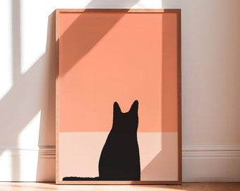 Cat Silhouette UNFRAMED Print | Cat Poster Cat Decor Cat Art Animal Posters Gift for Cat Lovers Gift for Cat Owner Cat Decor Colourful Print