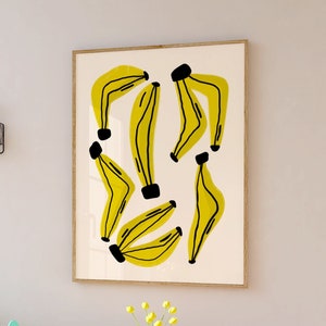 Banana Art Print Banana Poster Fruit Poster Prints Kitchen Prints Kitchen Decor Colourful Print Fruit Decor Banana Decor Kitchen Prints image 1