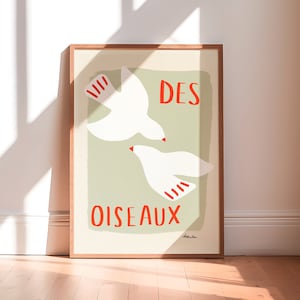 Impresión sin marco de Des Oiseaux / Póster de pájaros Decoración de pared con pájaros Arte de pájaros Regalos para amantes de las aves Regalos Arte francés Impresiones abstractas Impresiones coloridas