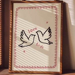 Impresión sin marco de pájaros enamorados / Póster de amor Impresiones de amor Regalos de boda Regalos para parejas Regalos para enamorados Regalos de boda Regalos de aniversario Impresiones para el dormitorio