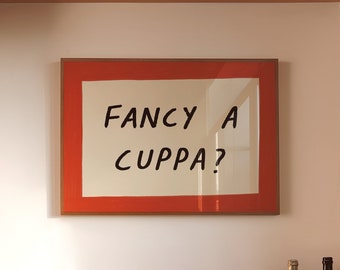 ¿Te apetece una taza de té? Láminas sin marco / Láminas de cocina, decoración de cocina, láminas de té, láminas de bebidas, arte de cocina, láminas horizontales para el comedor, regalos de té