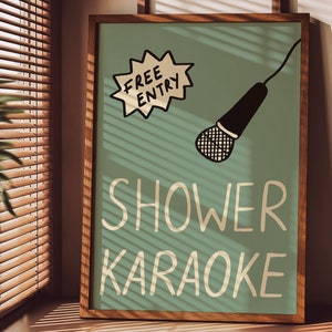 Shower Karaoke UNFRAMED Print | Bathroom Poster Fun Bathroom Decor Toilet Art Toilet Posters Funny Toilet Prints Bathroom Colourful Art Fun