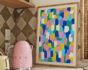 Kleurrijke abstracte kunstprint abstracte muurkunst kleurrijke print kleurrijke splodges kunst woonkamer muur decor keuken posters kinderkamer kunst