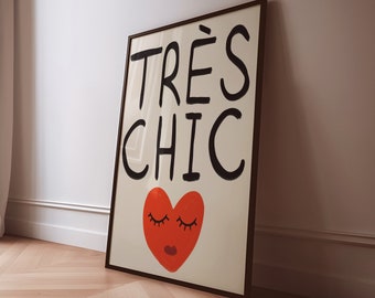 Impresión sin marco muy elegante / Impresión francesa, impresión manuscrita, póster de corazón de amor, decoración francesa para el hogar, arte de pared francés, arte de pared colorido, arte elegante