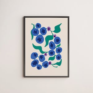 Blueberry UNFRAMED Print | Food Prints Kitchen Wall Art Kitchen Prints Colourful Art Colourful Print Wonky Art Wonky Prints Quirky Art Fruit