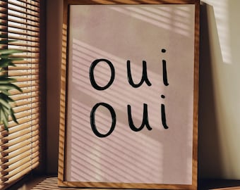 Oui Oui UNFRAMED Print | French Print Handwritten Print Bathroom Posters Bathroom Decor Bathroom Art Colourful Wall Art Funny Toilet Prints