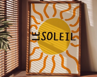 Le Soleil UNFRAMED Print | Sun Poster Summer Art Summer Decor Colourful Prints Colourful Decor Sun Prints Modern Art Abstract Prints