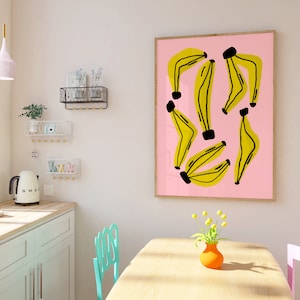 Banana Art Print Banana Poster Fruit Poster Prints Kitchen Prints Kitchen Decor Colourful Print Fruit Decor Banana Decor Kitchen Prints image 3