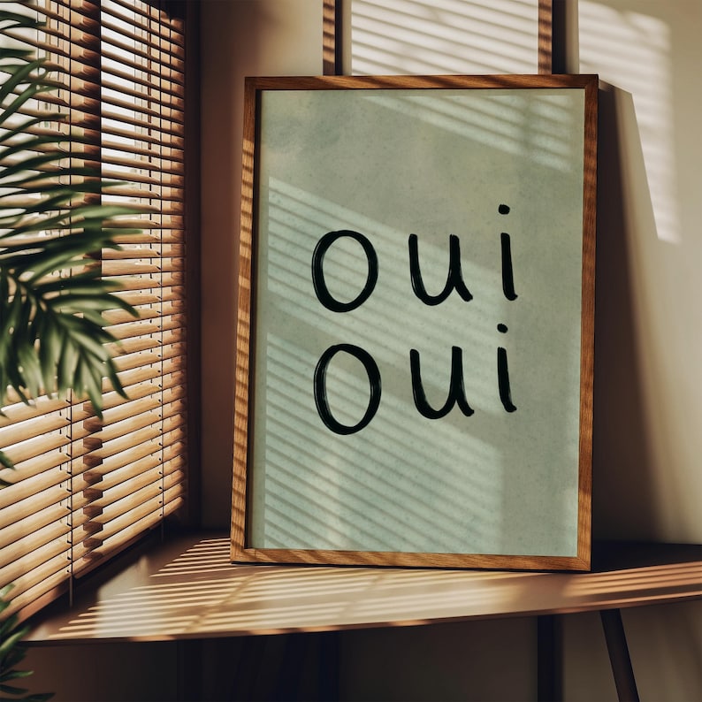 Oui Oui UNFRAMED Print | French Print Handwritten Print Bathroom Posters Bathroom Decor Bathroom Art Colourful Wall Art Funny Toilet Prints image 2