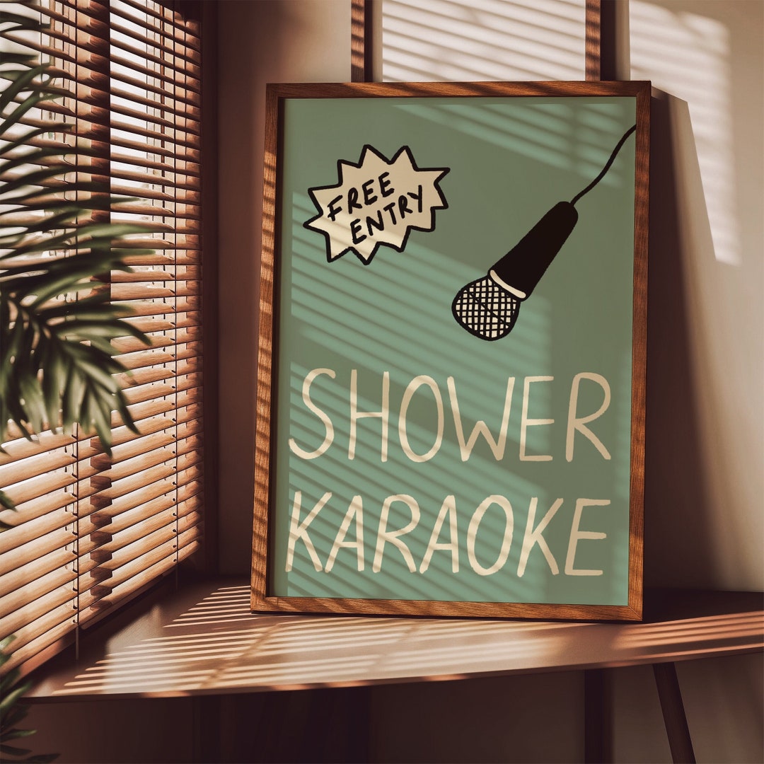 Shower Karaoke Art Print Bathroom Poster Fun Bathroom Decor Toilet Art ...