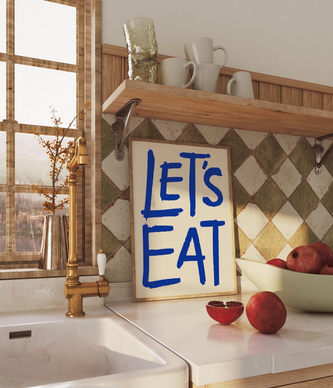 Let's Eat Art Print Kitchen Poster Kitchen Art Food Poster Kitchen Wall ...