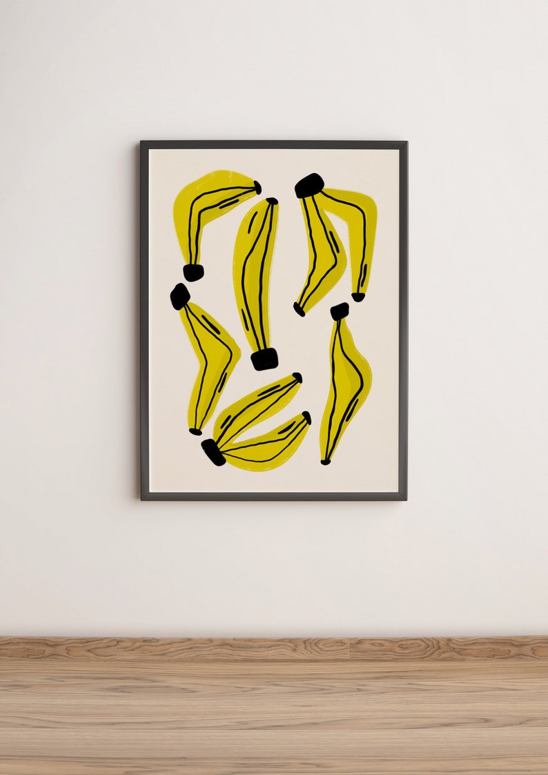 Banana Art Print Banana Poster Fruit Poster Prints Kitchen Prints Kitchen Decor Colourful Print Fruit Decor Banana Decor Kitchen Prints image 4