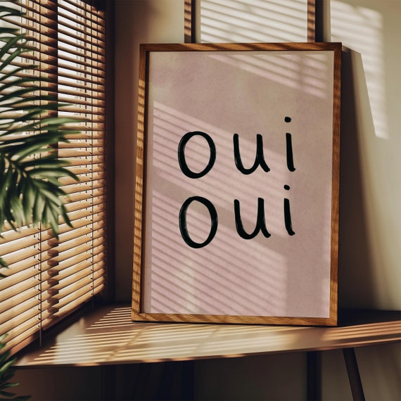 Oui Oui UNFRAMED Print | French Print Handwritten Print Bathroom Posters Bathroom Decor Bathroom Art Colourful Wall Art Funny Toilet Prints