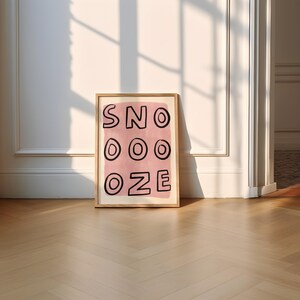 Snooze UNFRAMED Print | Bedroom Prints Bedroom Art Bedroom Posters Bedroom Decor Quirky Prints Housewarming Gifts Childrens Prints Nursery Pink
