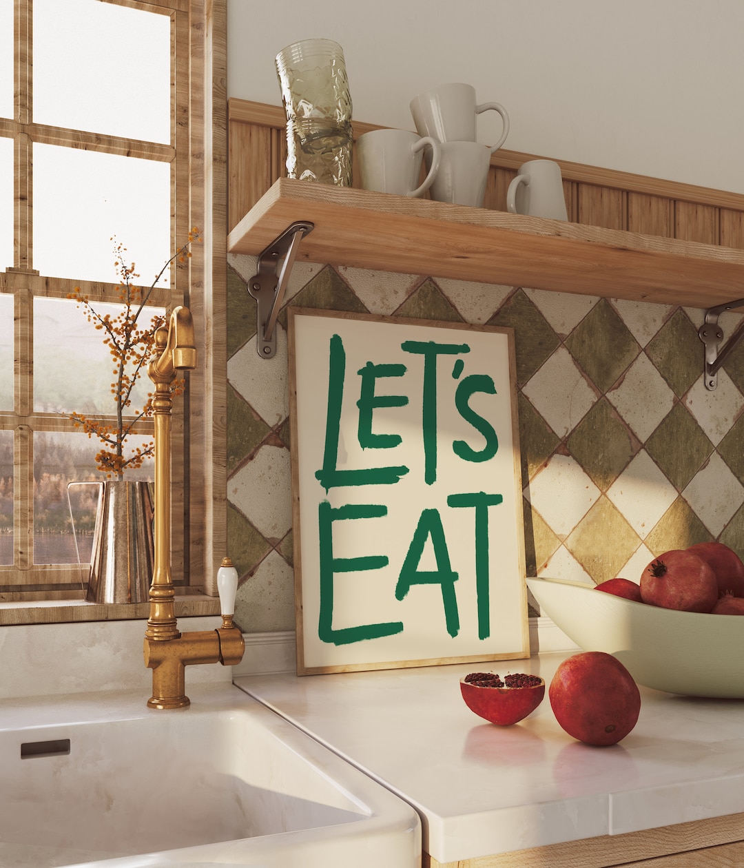 Let's Eat UNFRAMED Print | Kitchen Poster Kitchen Art Food Poster ...