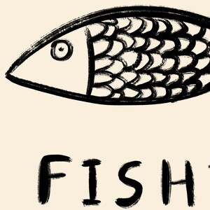 Impresión sin marco de peces / Impresión de peces Póster minimalista Arte de cocina Impresiones de cocina Decoración de cocina Impresiones de cocina minimalistas Póster de peces para baño imagen 10
