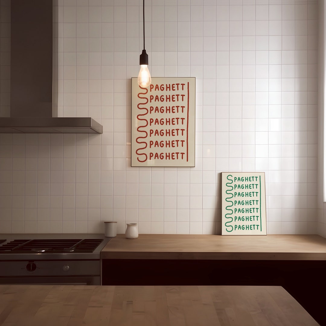 Spaghetti Art Print Funky Kitchen Wall Art Kitchen Decor Kitchen Prints