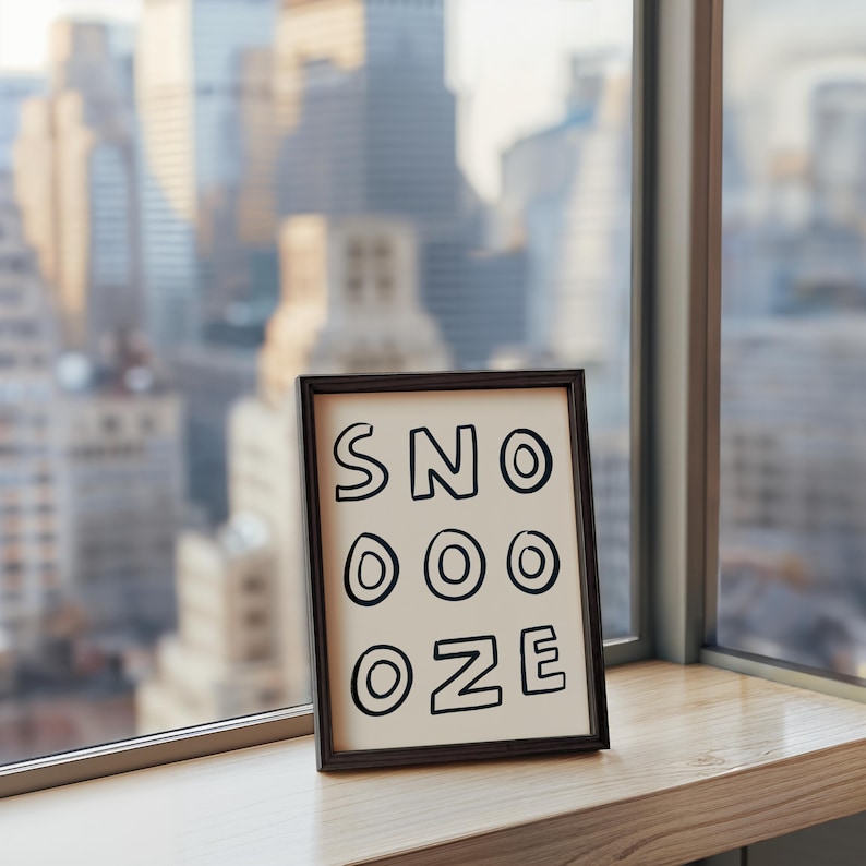 Snooze UNFRAMED Print | Bedroom Prints Bedroom Art Bedroom Posters Bedroom Decor Quirky Prints Housewarming Gifts Childrens Prints Nursery image 8
