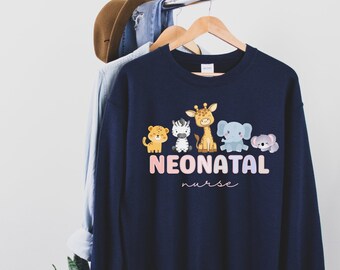 Baby Animal Nicu Nurse Sweatshirt, Nicu Nurse Sweatshirt, NICU Sweatshirt, Neonatal Nurse Sweatshirt, Cute NICU sweatshirt