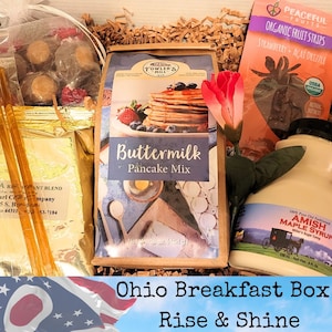Ohio Breakfast Gift Box, Kosz prezentowy, Ohio State, Rise and Shine Ohio, Ohio Made, Amish, Dziękuję, Urodziny, Współczucie, Parapetówka