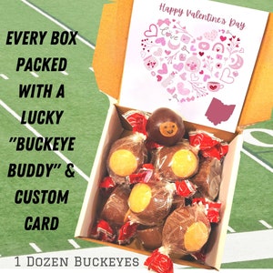 Ohio Valentine’s Gift, 1 douzaine de Buckeyes, Waggoner’s, Livraison gratuite, Ohio Gift Box avec carte, Ohio State Buckeye, Emballé individuellement, OSU