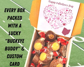 Regalo de San Valentín de Ohio, 1 docena de Buckeyes, Waggoner's, Envío gratuito, Caja de regalo de Ohio con tarjeta, Ohio State Buckeye, Envuelto individualmente, OSU