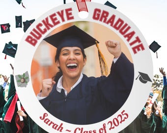 Ohio State Universität Abschluss Foto Weihnachtsverzierung, OSU Buckeye Grad Geschenk, OSU Geschenk, Custom Ohio State Buckeye personalisiert