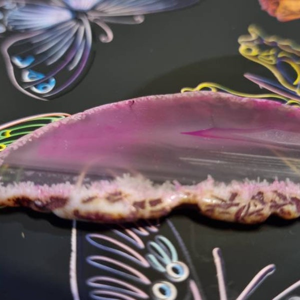 Pink Dyed Agate Slice/Crystal